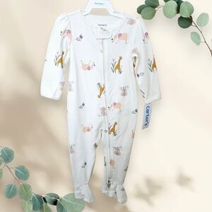 NWT‎ Carter's Baby Girl Footie 2-Way Zip pajamas Cotton 9 M